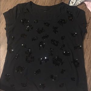 Black sequined cheetah print shirt